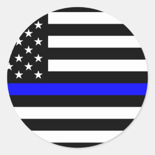 Thin Blue Line American Flag Classic Round Sticker
