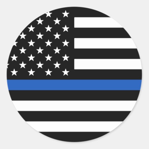 Thin Blue Line American Flag Classic Round Sticker