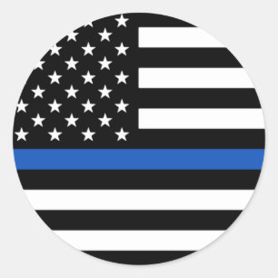 Thin Blue Line American Flag Classic Round Sticker