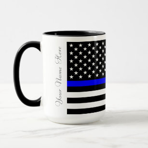 Thin Blue Line American Flag Coffee Mug