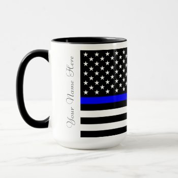 Thin Blue Line American Flag Coffee Mug by JFVisualMedia at Zazzle