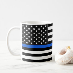 Thin Blue Line American Flag Coffee Mug
