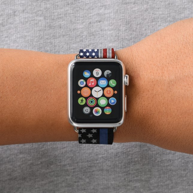 Thin Blue Line American Flag comboApple Watch Band (In Situ)