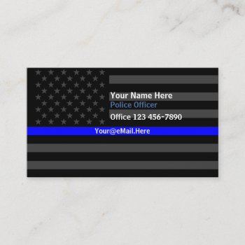Thin Blue Line American Flag Contact Business Card by AmericanStyle at Zazzle