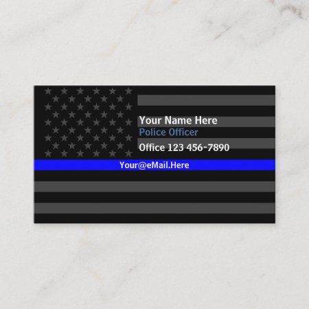 Thin Blue Line American Flag Contact Business Card