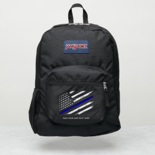 THIN BLUE LINE American Flag Custom Add Text JanSport Backpack