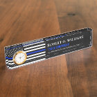 Thin Blue Line American Flag Custom Desk Nameplate