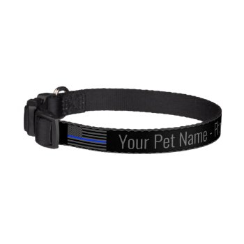 Thin Blue Line American Flag Custom Dog Name Pet Collar by iprint at Zazzle