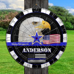 Thin Blue Line & American Flag darts, police / USA Dart Board<br><div class="desc">Personalised Dartboard featuring custom "name   message" with Eagle and Thin Blue Line American Flag (USA) - enforcement / police themed - love my country,  fathers day,  retirement,  awards / patriots</div>