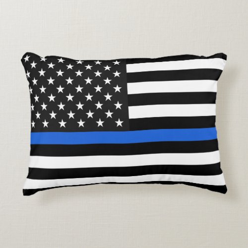 Thin Blue Line American Flag Decorative Pillow