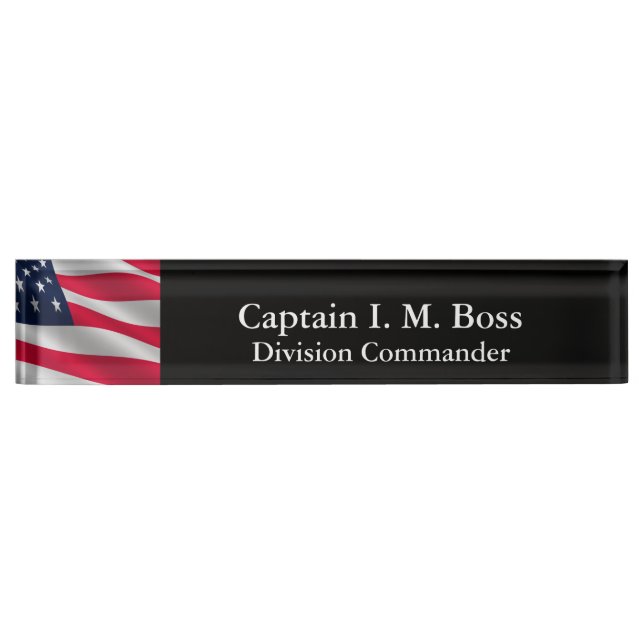 Thin Blue Line American Flag Desk Name Plate (Front)