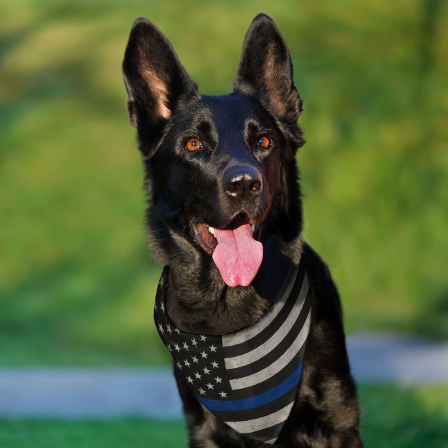 Thin Blue Line American Flag Dog Bandana Pet Bandana Collar (Dog)