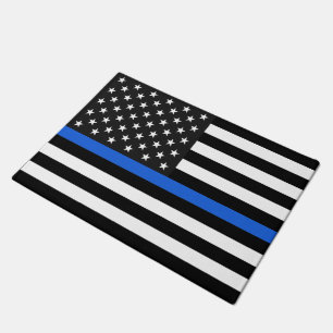 Thin Blue Line American Flag Doormat