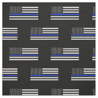 Thin Blue Line American Flag Fabric