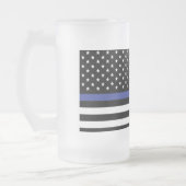 Thin Blue Line - American Flag Frosted Glass Beer Mug (Left)