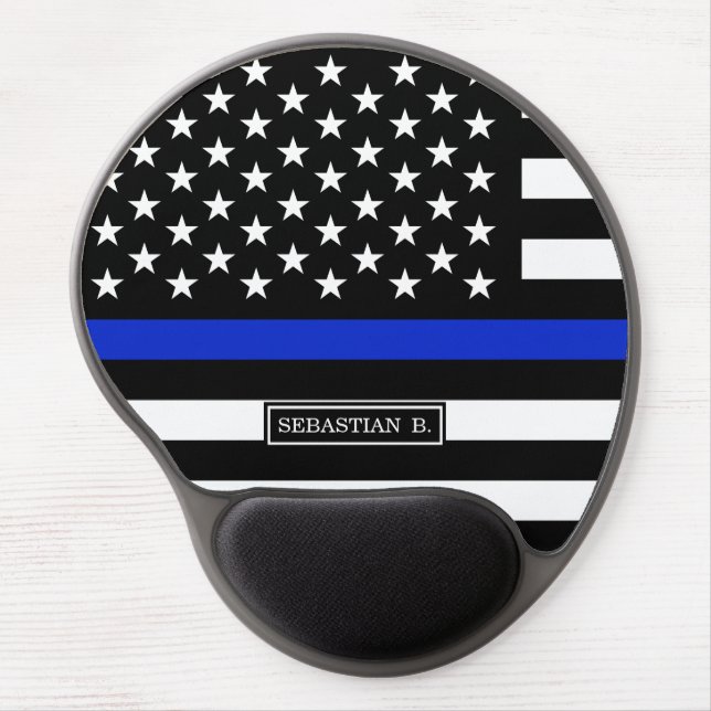Thin Blue Line American Flag Gel Mouse Pad (Front)