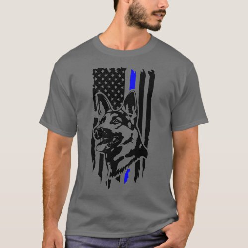 Thin Blue Line American Flag German Shepherd Dog K T_Shirt