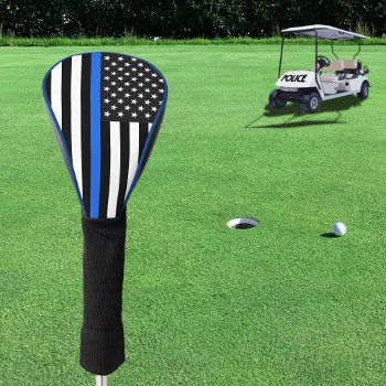 Thin Blue Line American Flag Golf Head Cover by JerryLambert at Zazzle