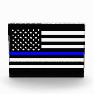 Thin Blue Line American Flag Graphic Decor Acrylic Award