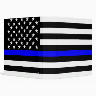 Thin Blue Line American Flag Graphic Decor Binder