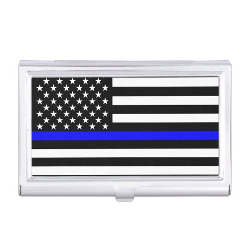 Thin Blue Line American Flag Graphic Decor Business Card Case