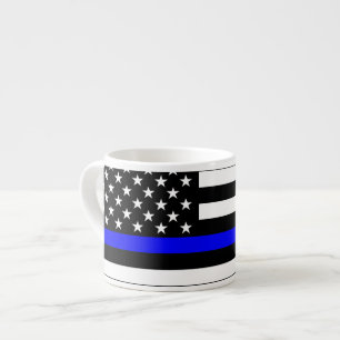 Thin Blue Line American Flag Graphic Decor Espresso Cup