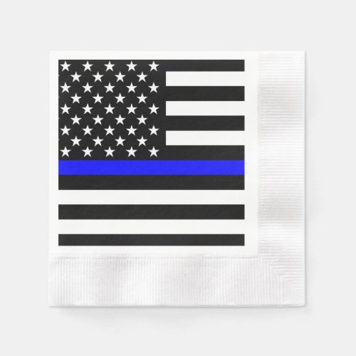 Thin Blue Line American Flag Graphic Decor Paper Napkins