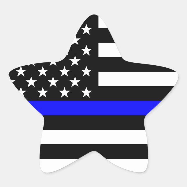 Thin Blue Line American Flag Graphic Decor Star Sticker (Front)