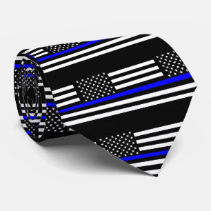 Thin Blue Line American Flag Graphic Decor Tie