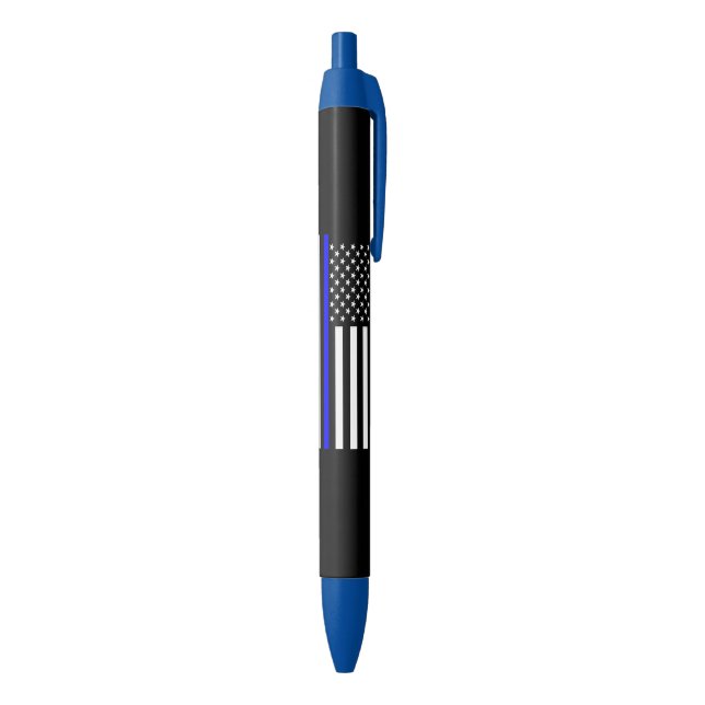 Thin Blue Line American Flag graphic on a Pen (Bottom (Vertical))