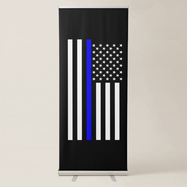 Thin Blue Line American Flag graphic on a Retractable Banner (Front)