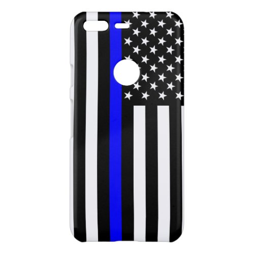 Thin Blue Line American Flag graphic on a Uncommon Google Pixel Case