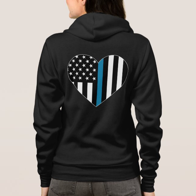 Thin Blue Line American Flag Hoodie (Back)