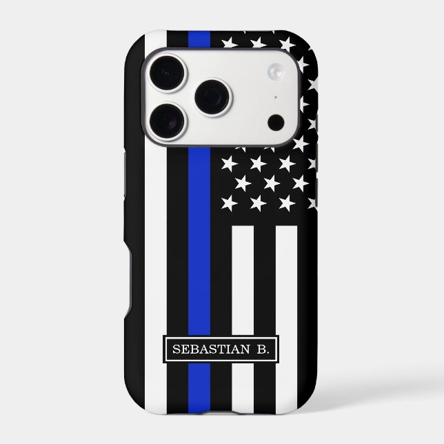 Thin Blue Line American Flag Iphone Case (Back)