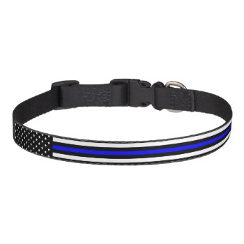 Thin Blue Line - American Flag K-9 Medium Pet Collar by American_Police at Zazzle