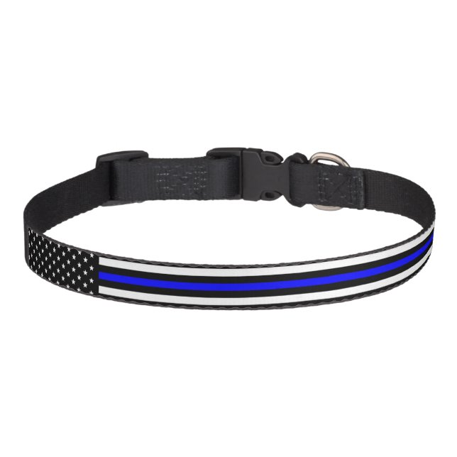 Thin Blue Line - American Flag K-9 Medium Pet Collar (Front)