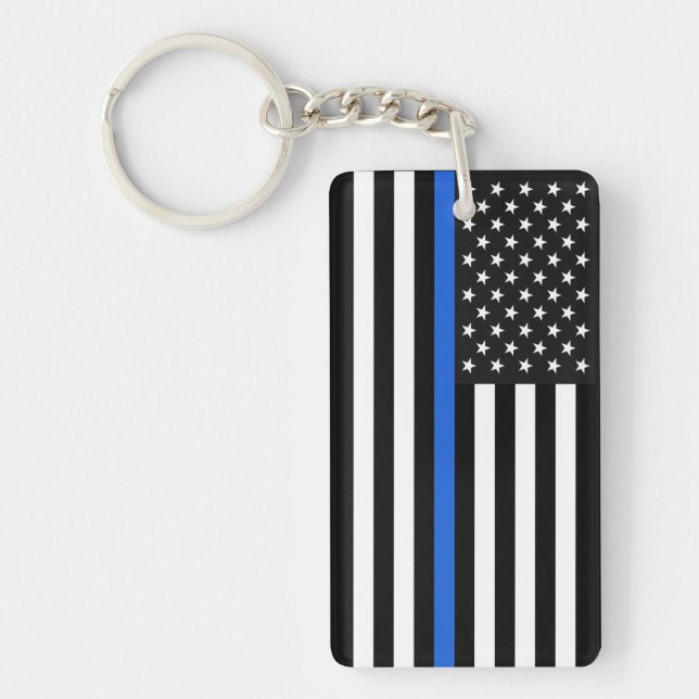 Thin Blue Line American Flag Keychain (Front)