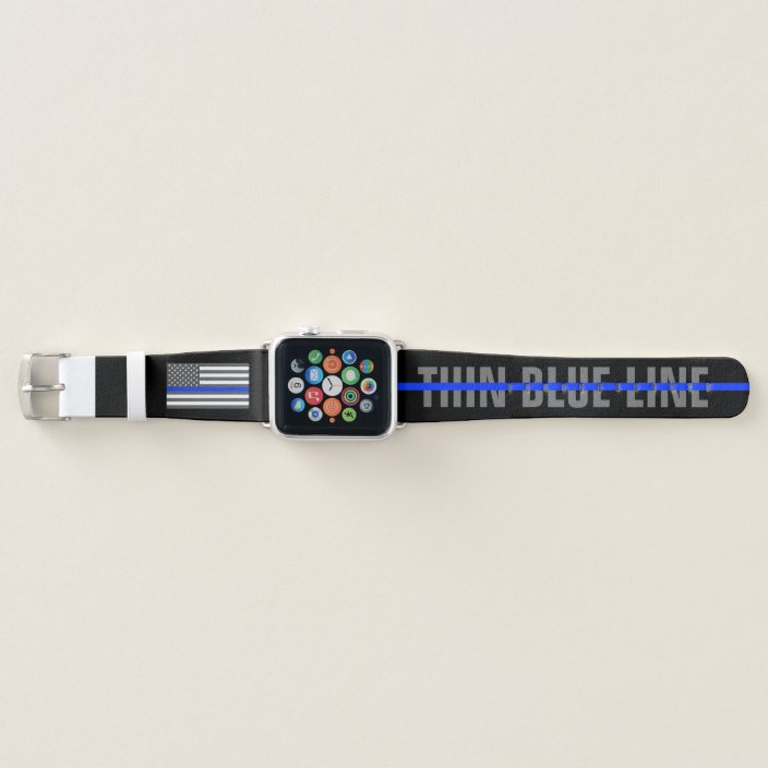 Thin Blue Line American Flag Law Enforcement Black Apple Watch Band Zazzle Com
