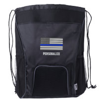 Thin Blue Line American flag law enforcement Drawstring Backpack Thin Blue Line American flag law enforcement Drawstring Backpack