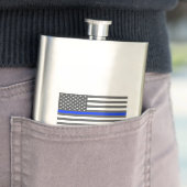 Thin blue line american flag law enforcement drink flask (In Situ)