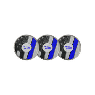 Thin Blue Line American Flag LEO Police Wife Golf Ball Marker