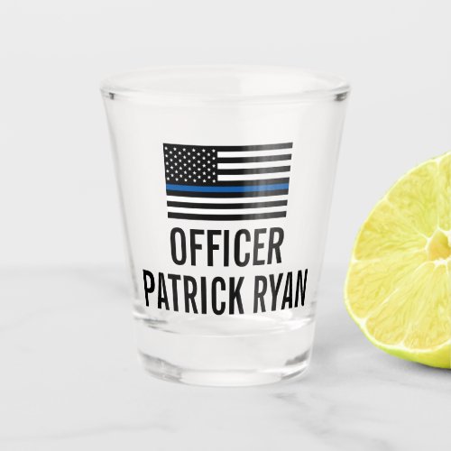 Thin Blue Line American Flag Monogram Name Shot Glass