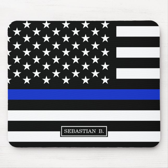 Thin Blue Line American Flag Mouse Pad (Front)