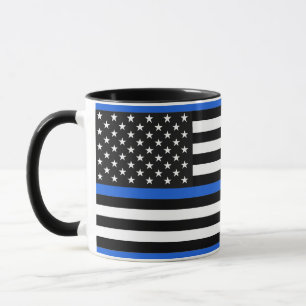 Thin Blue Line American Flag Mug