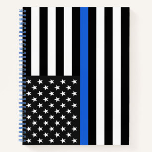Thin Blue Line American Flag Notebook
