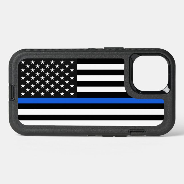 Thin Blue Line American Flag Otterbox iPhone Case (Back Horizontal)