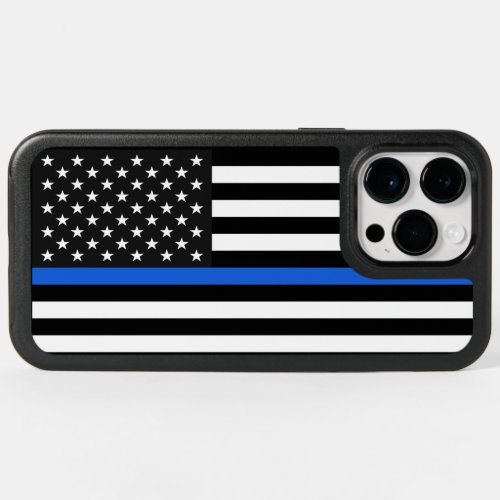 Thin Blue Line American Flag OtterBox iPhone 14 Pro Max Case