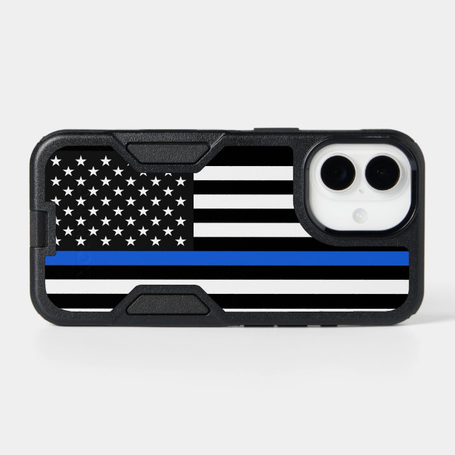 Thin Blue Line American Flag Otterbox iPhone Case (Back Horizontal)