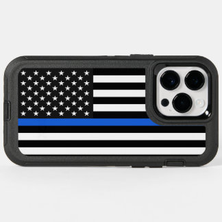 Thin Blue Line American Flag OtterBox iPhone 14 Pro Max Case