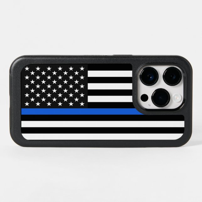 Thin Blue Line American Flag Otterbox iPhone Case (Back Horizontal)